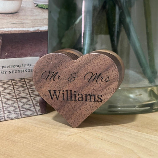 Custom Wooden Heart Shaped Ring Holder, Personalized Wedding Ring Box, Perfect Ring Bearer Gift, Anniversary Gift for Couple, Engagement Box