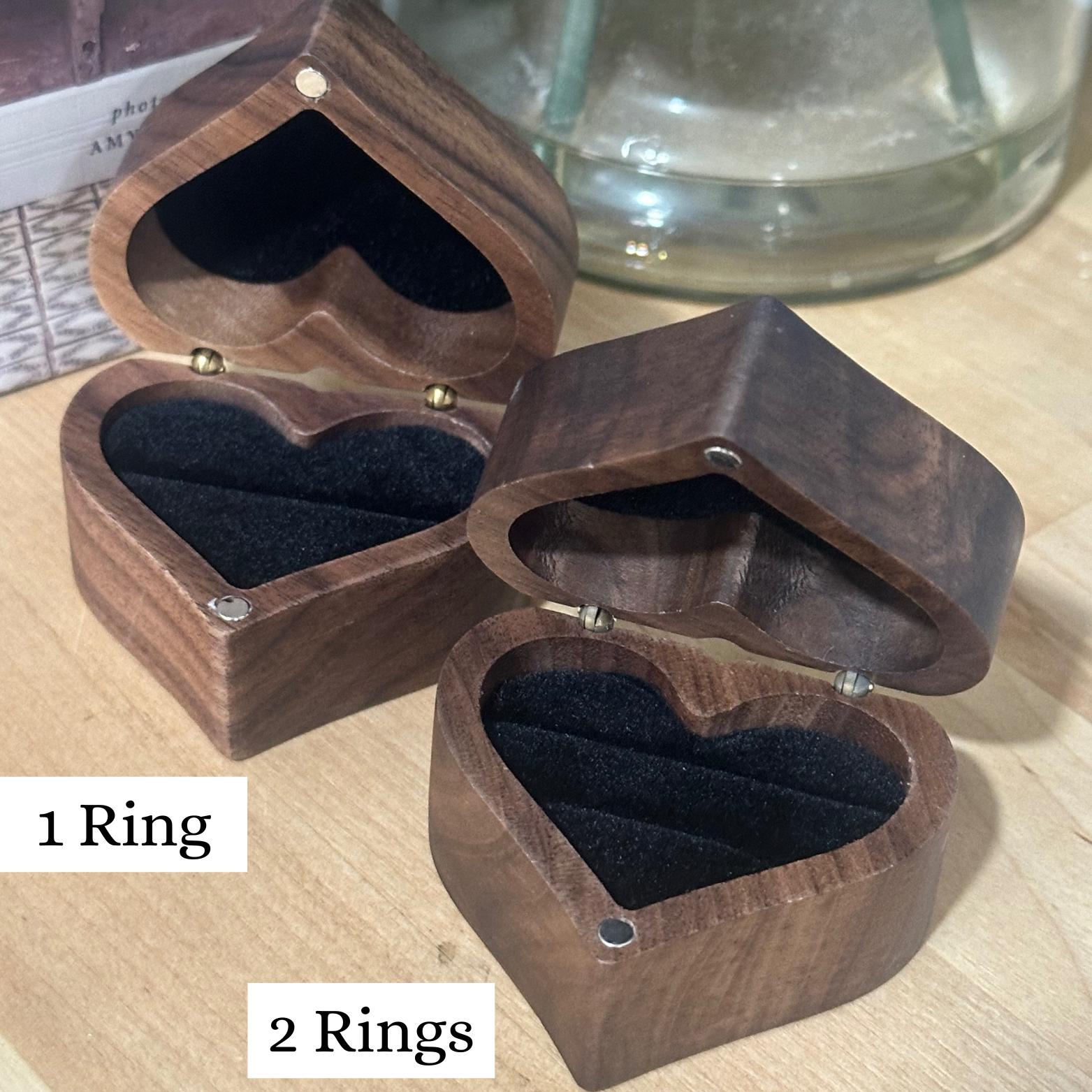 Custom Wooden Heart Shaped Ring Holder, Personalized Wedding Ring Box, Perfect Ring Bearer Gift, Anniversary Gift for Couple, Engagement Box